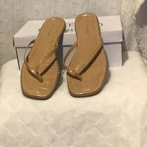 flat sandals carmel color barely used